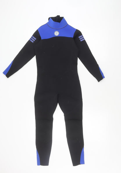 Additional front view of twobarefeet boys’ black/blue wetsuit -, size L, quick dry