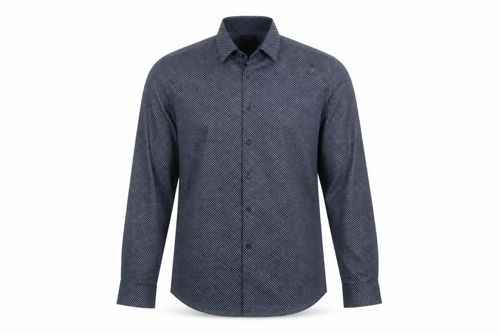 Next Men's Blue Long Sleeve Geometric Shirt 44 cm