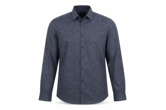 Next Men's Blue Long Sleeve Geometric Shirt 44 cm