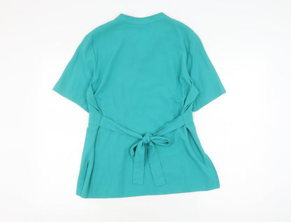 Back view of Style by EWM Women's Green Short Sleeve Blouse