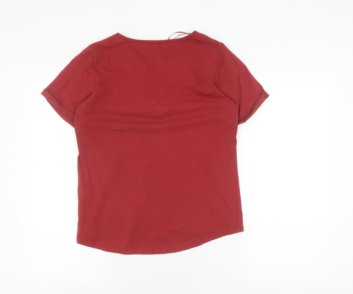Red Herring Women's Red Cotton Lace Up T-Shirt, Size 10