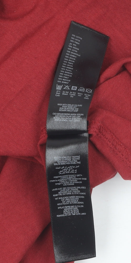 Red Herring Women's Red Cotton Lace Up T-Shirt, Size 10