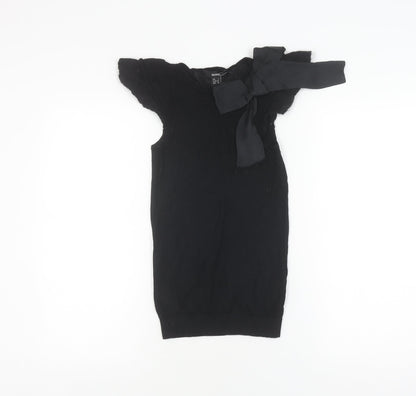 Mango Women's Black Sleeveless Top with Bow Accent