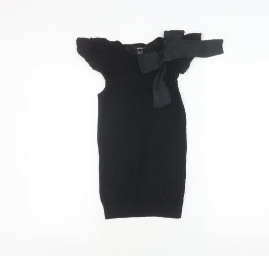 MNG Women's Black Sleeveless Top with Bow Accent