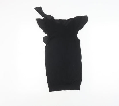 Mango Women's Black Sleeveless Top with Bow Accent