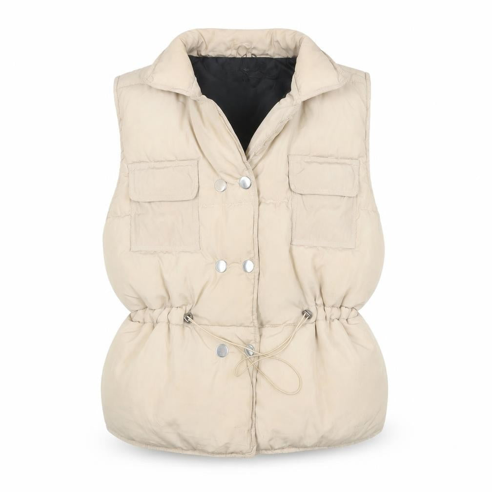 Quiz Women's Beige Waistcoat L Elastic Waist Casual