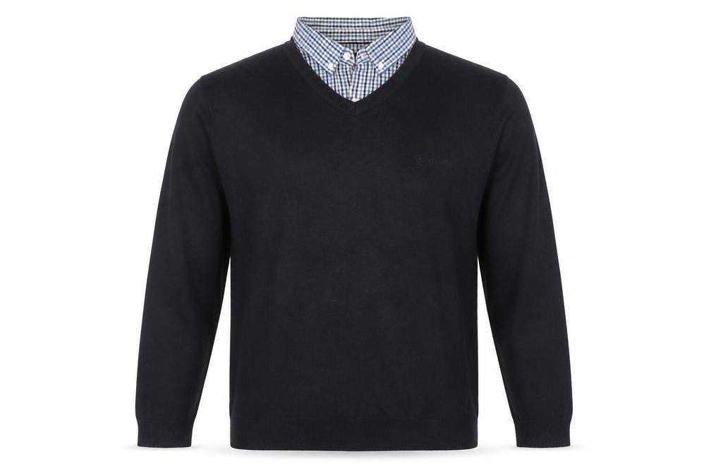 Pierre Cardin Men's Black V-Neck Pullover Jumper 2XL