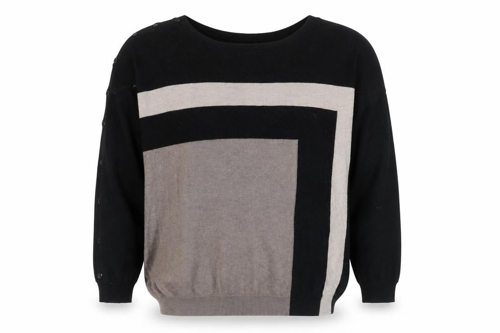 Wallis L Black Geometric Long Sleeve Jumper