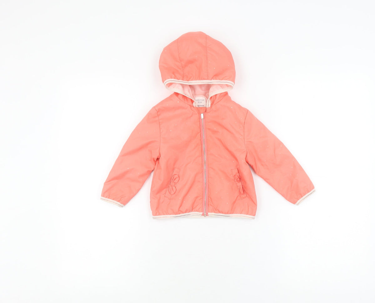 Additional front view of Carrément Beau girls’ pink puffer jacket 12-18 months, hooded