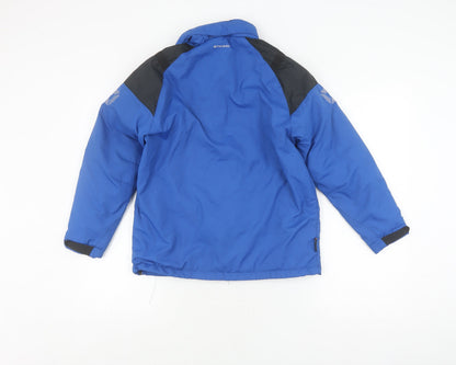 Back view of Stanno boys’ blue school jacket, size 152, with zipped pockets