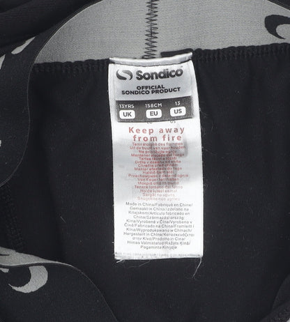 Close-up detail of Sondico boys’ black compression leggings 13 years