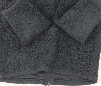 Close-up detail of 32 Degrees boys’' blue fleece jacket, full zip, size 7-8, winter warm