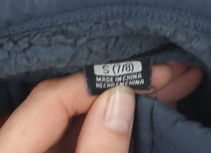 Brand and care label for 32 Degrees boys’' blue fleece jacket, full zip, size 7-8, winter warm