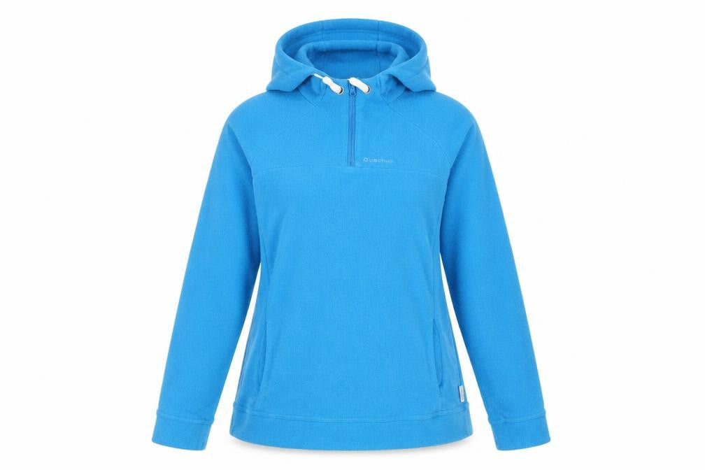 Quecha Blue Unisex Hoodie with Zip, Medium Size