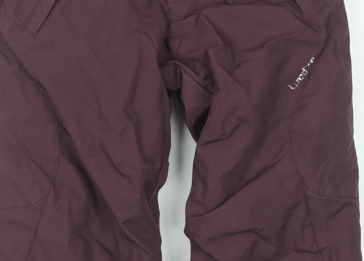 Close-up detail of Decathlon girls’ purple snow pants 2-3 years waterproof skiing