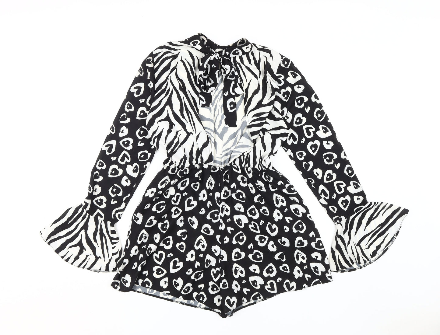 ASOS Women's Black White Animal Print Playsuit Size 8