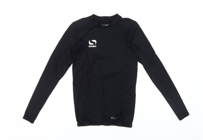 Additional front view of Sondico boys’' black football t-shirt long sleeve 13 years