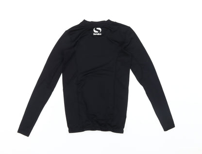 Back view of Sondico boys’' black football t-shirt long sleeve 13 years