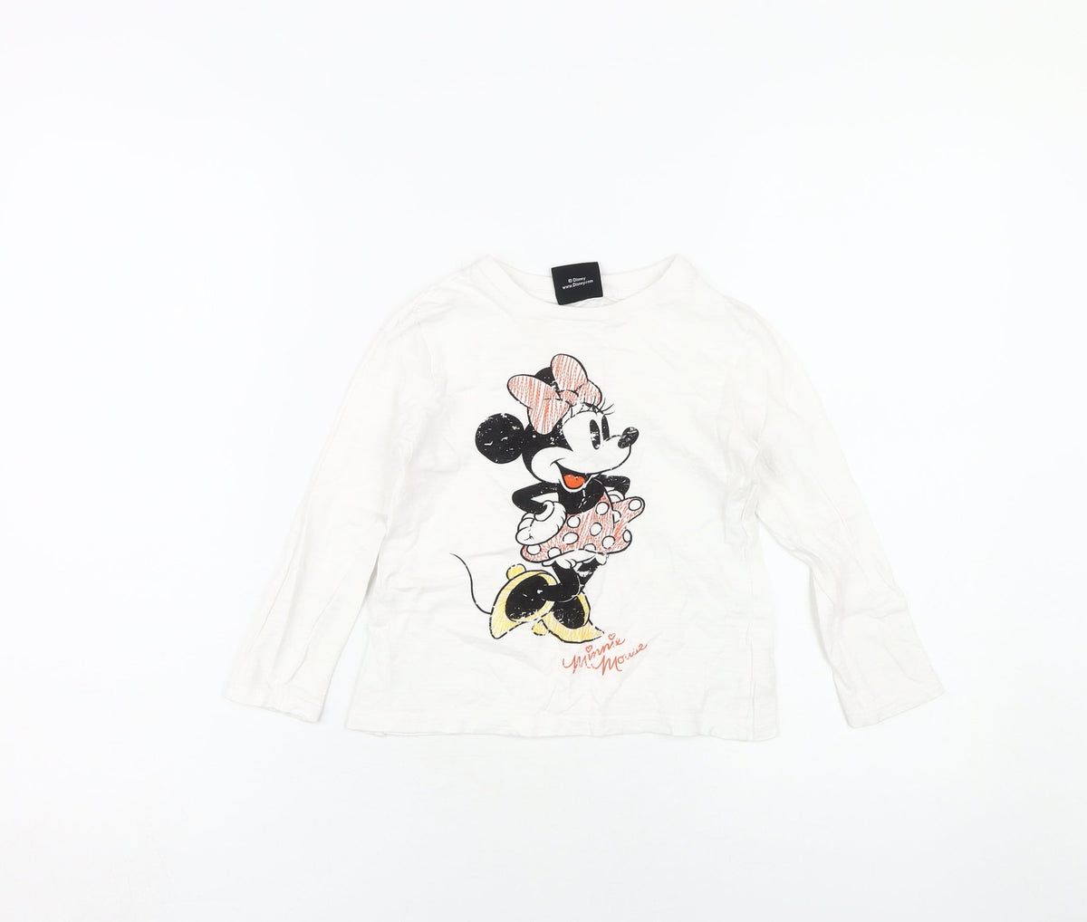 Disney Girls White Minnie Mouse Long Sleeve T-Shirt 5-6 Years