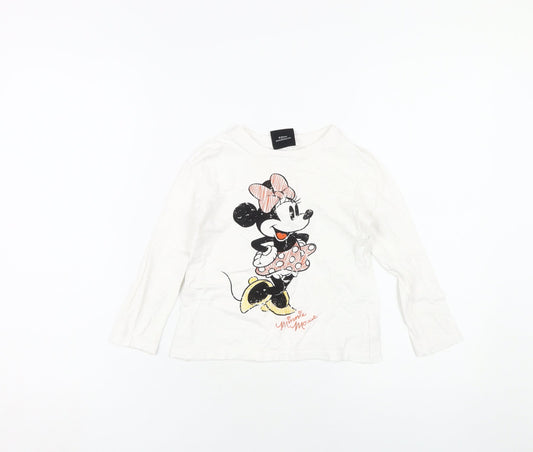 Disney Girls White Minnie Mouse Long Sleeve T-Shirt 5-6 Years