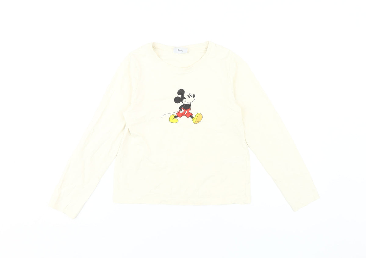 Disney Girls White Mickey Mouse Long Sleeve T-Shirt 9-10 Years
