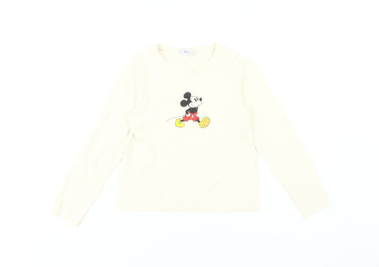 Disney Girls White Mickey Mouse Long Sleeve T-Shirt 9-10 Years