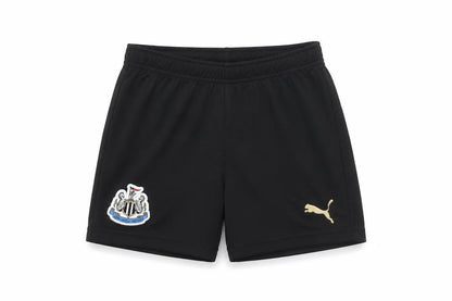 Front view of Puma boys’ black athletic shorts, size 5-6, years