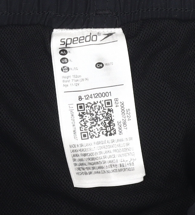 Close-up detail of Speedo boys’ black swim shorts xl 11-12 years