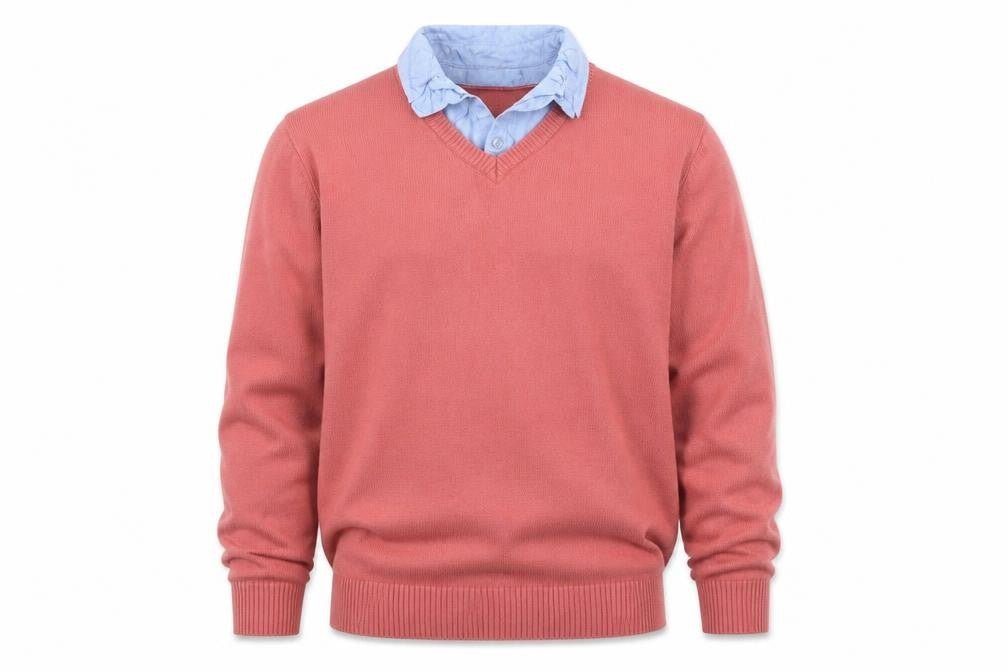 Cotton Traders Men's Pink XL V-Neck Pullover Jumper