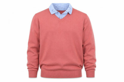 Cotton Traders Men's Pink XL V-Neck Pullover Jumper
