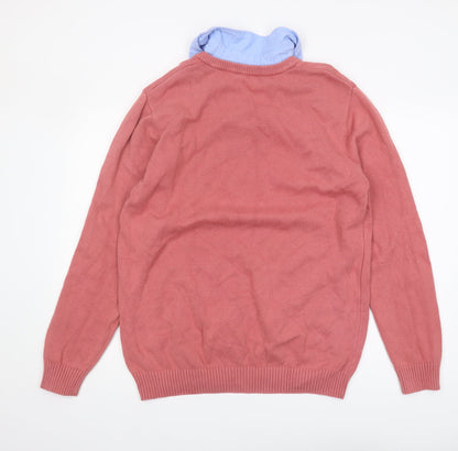Cotton Traders Men's Pink XL V-Neck Pullover Jumper