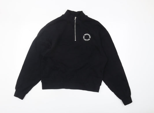 ASOS DESIGN Women's Black 1/4 Zip Sweatshirt Size 8