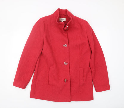 Additional front view of Marks & Spencer Red Wool Blend Button Coat, size 10