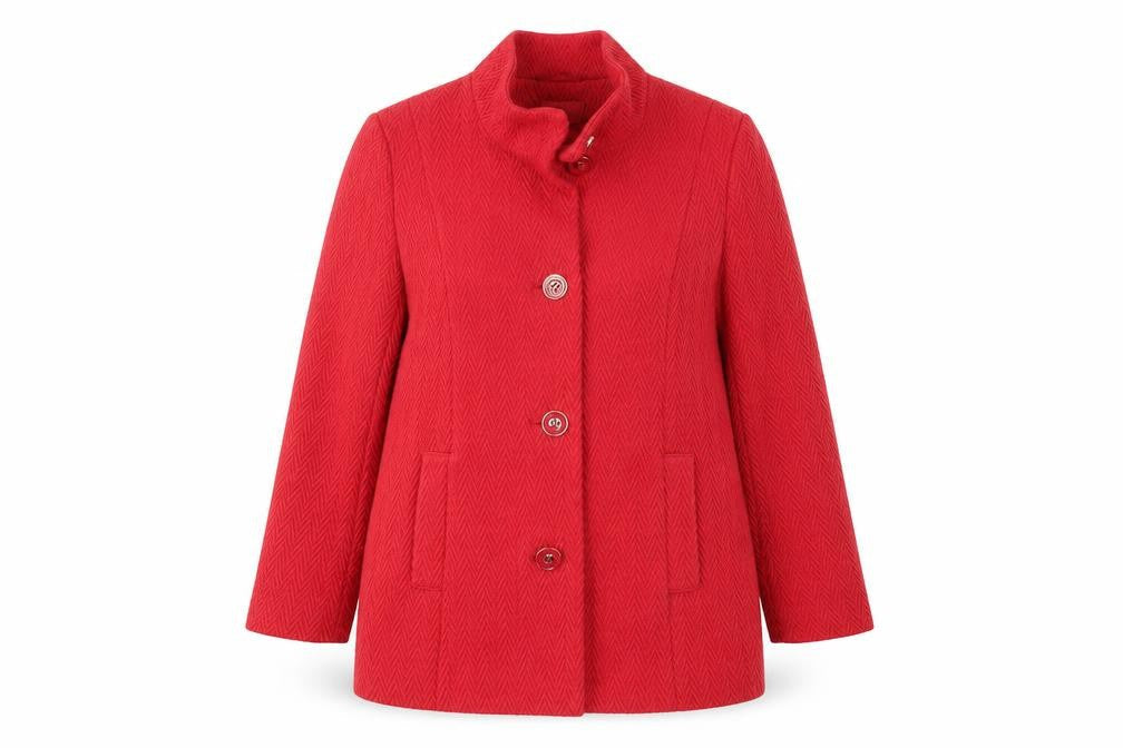 Marks & Spencer Red Wool Blend Button Coat Size 10