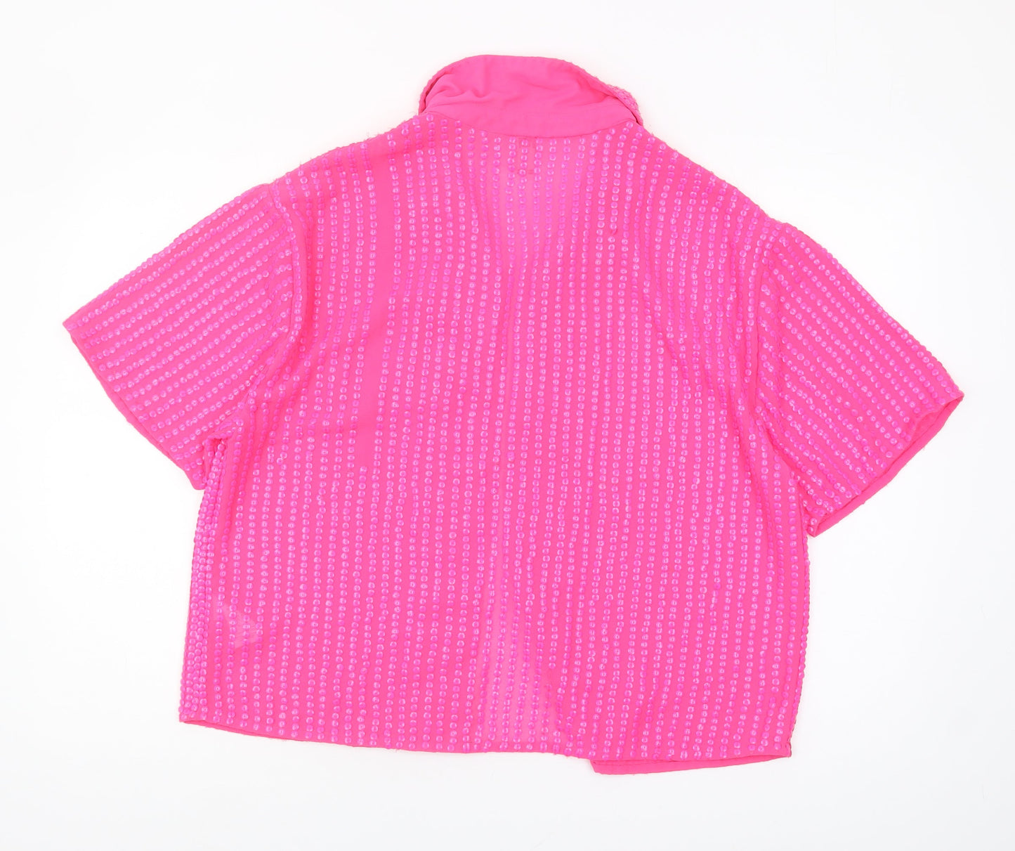 River Island Women's Pink Button-Up Top Size 16