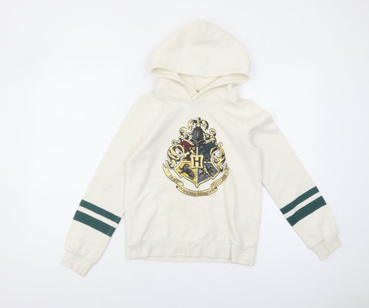 H&M Girls Ivory Harry Potter Pullover Hoodie, Size 10-12