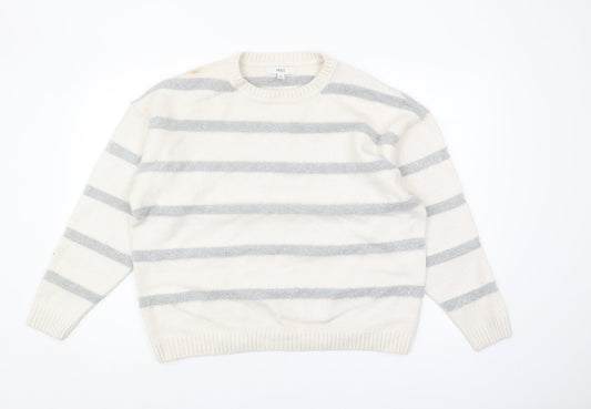 Marks and Spencer Women's Ivory Striped Pullover Jumper L