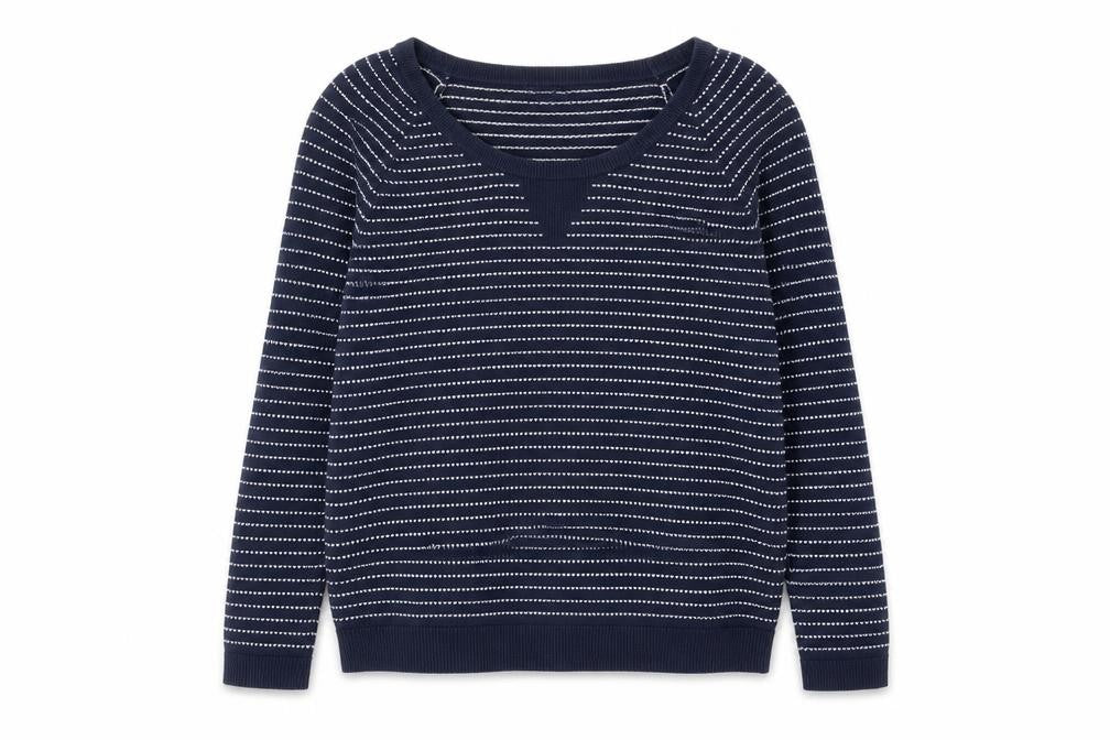 Gap Women's Navy Striped V-Neck Pullover Jumper, M