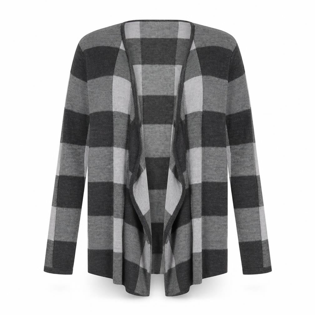 VIZ-A-VIZ Women's Grey Check Cardigan Size 14