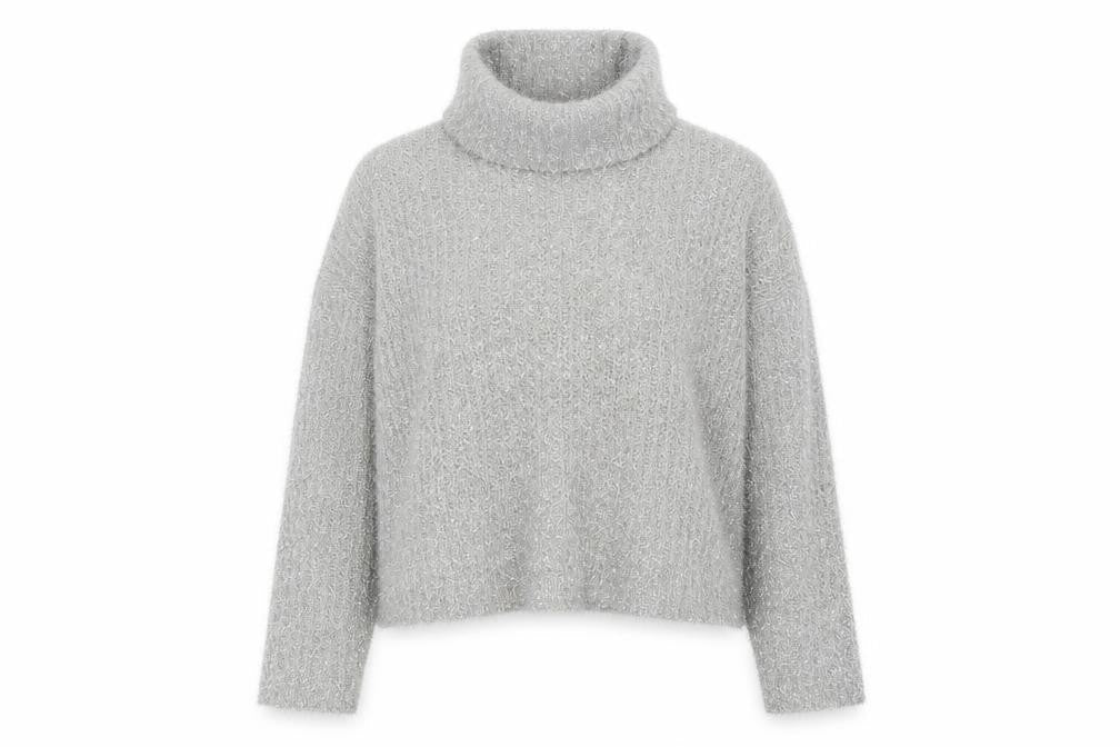 Lipsy Women's Silver Roll Neck Jumper Size 8