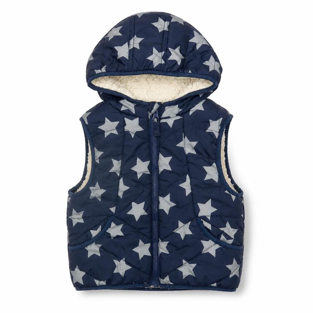 Boys Blue Hooded Star Puffer Jacket 4-5 Years, Polyester, Casual