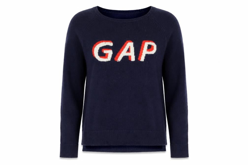 Gap Women's Blue Logo Pullover Jumper, Size S, Crew Neck