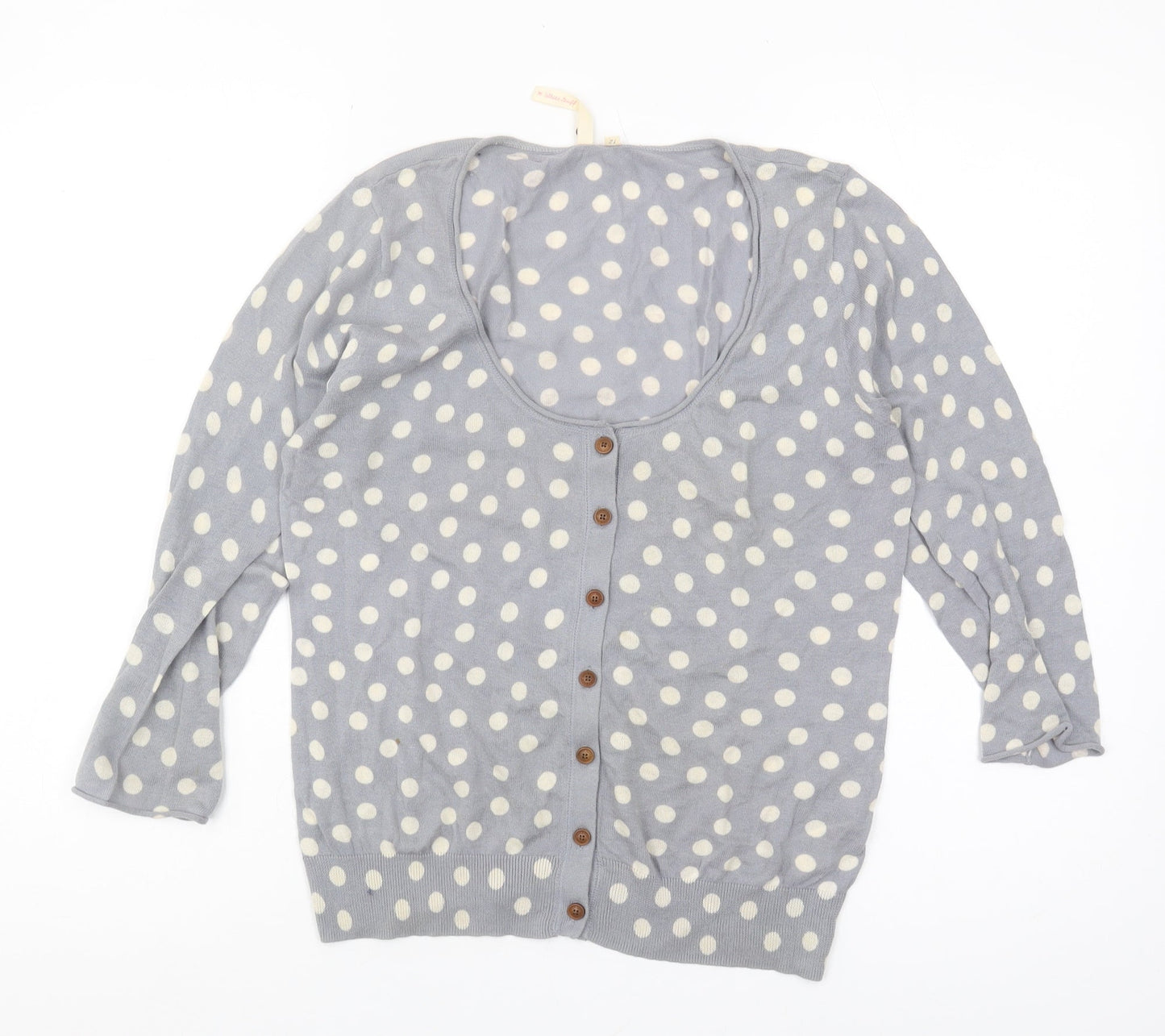 White Stuff Women's Grey Polka Dot Cardigan Size 12