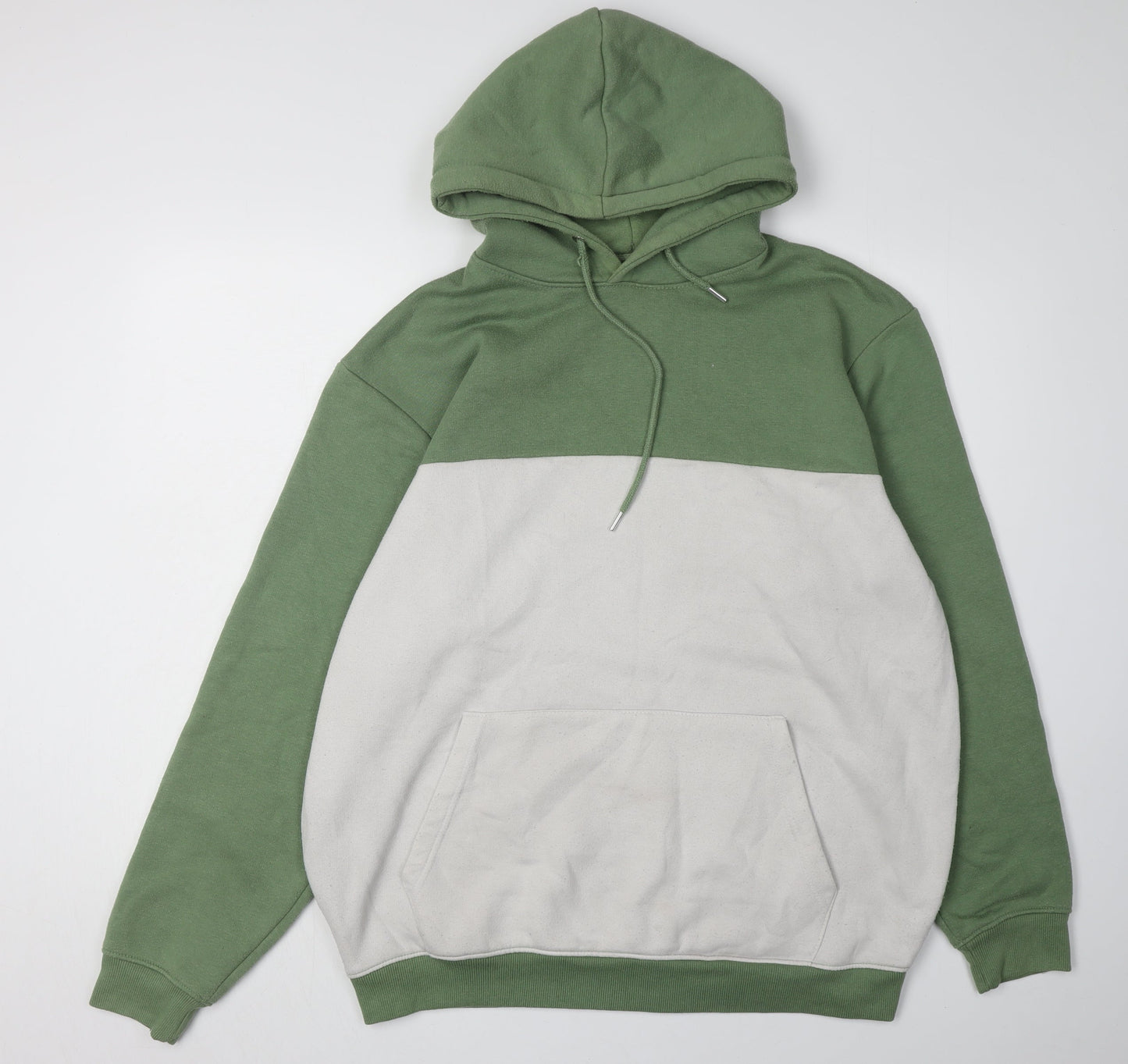 boohooMAN Men’s Green Grey Pullover Hoodie Size L