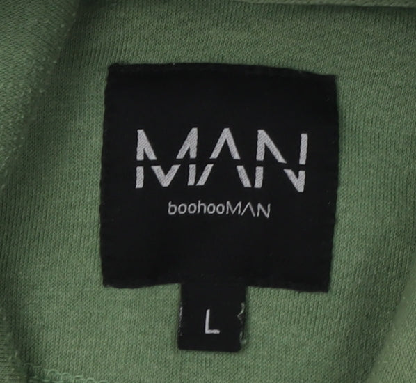 boohooMAN Men’s Green Grey Pullover Hoodie Size L