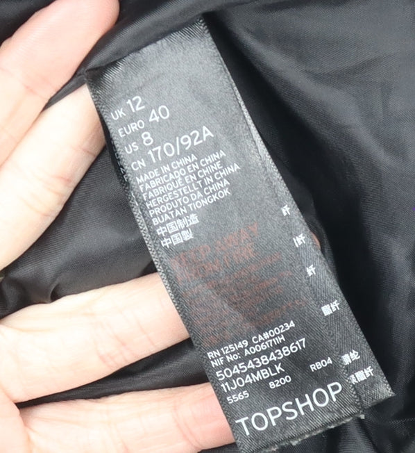Topshop Women's Black Puffer Jacket Size 12