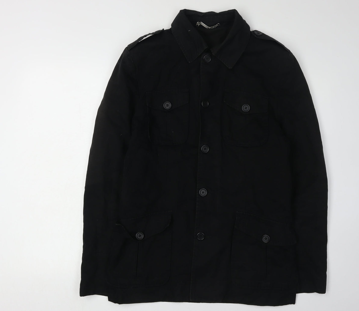 River Island Men's Black Military Jacket S