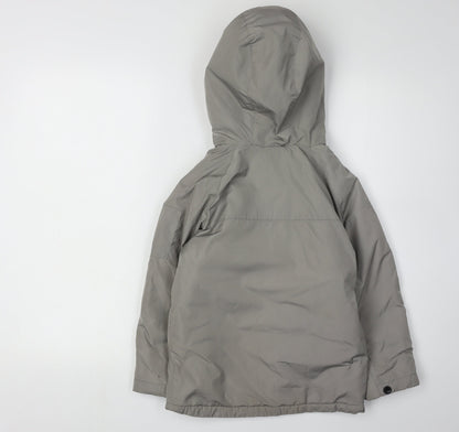 Back view of Mayoral Grey boys’ parka jacket hooded winter 7 years