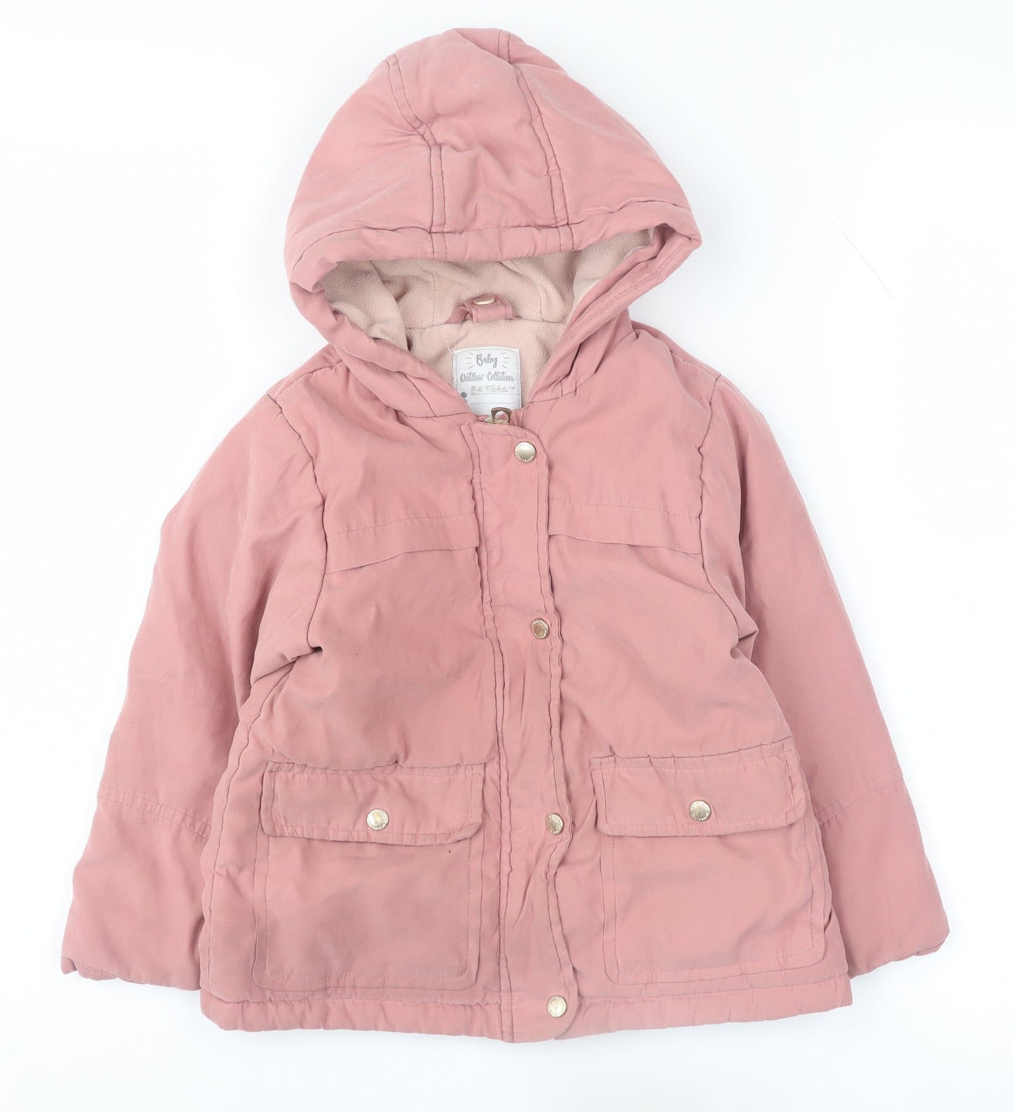 Vertbaudet Girls Pink Hooded Coat 3 Years with Pockets