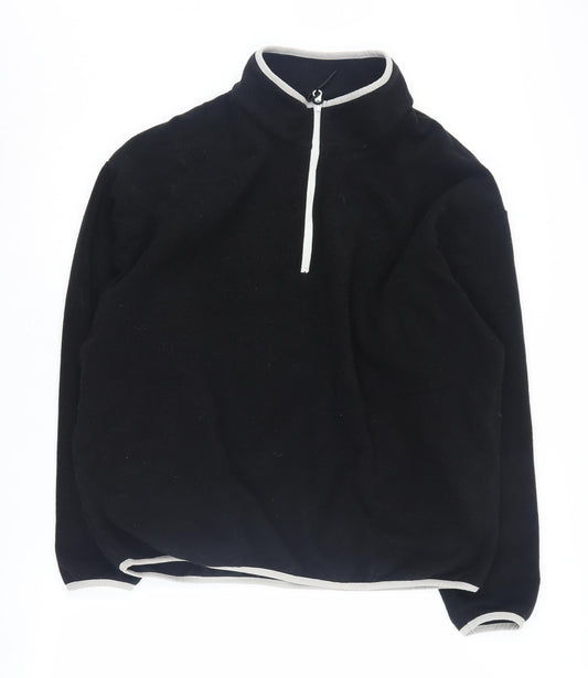 ASOS Black Fleece Sweatshirt, Unisex, L, Zip Neck